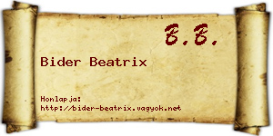 Bider Beatrix névjegykártya