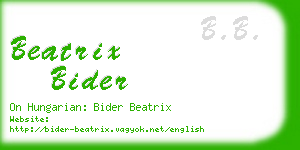 beatrix bider business card